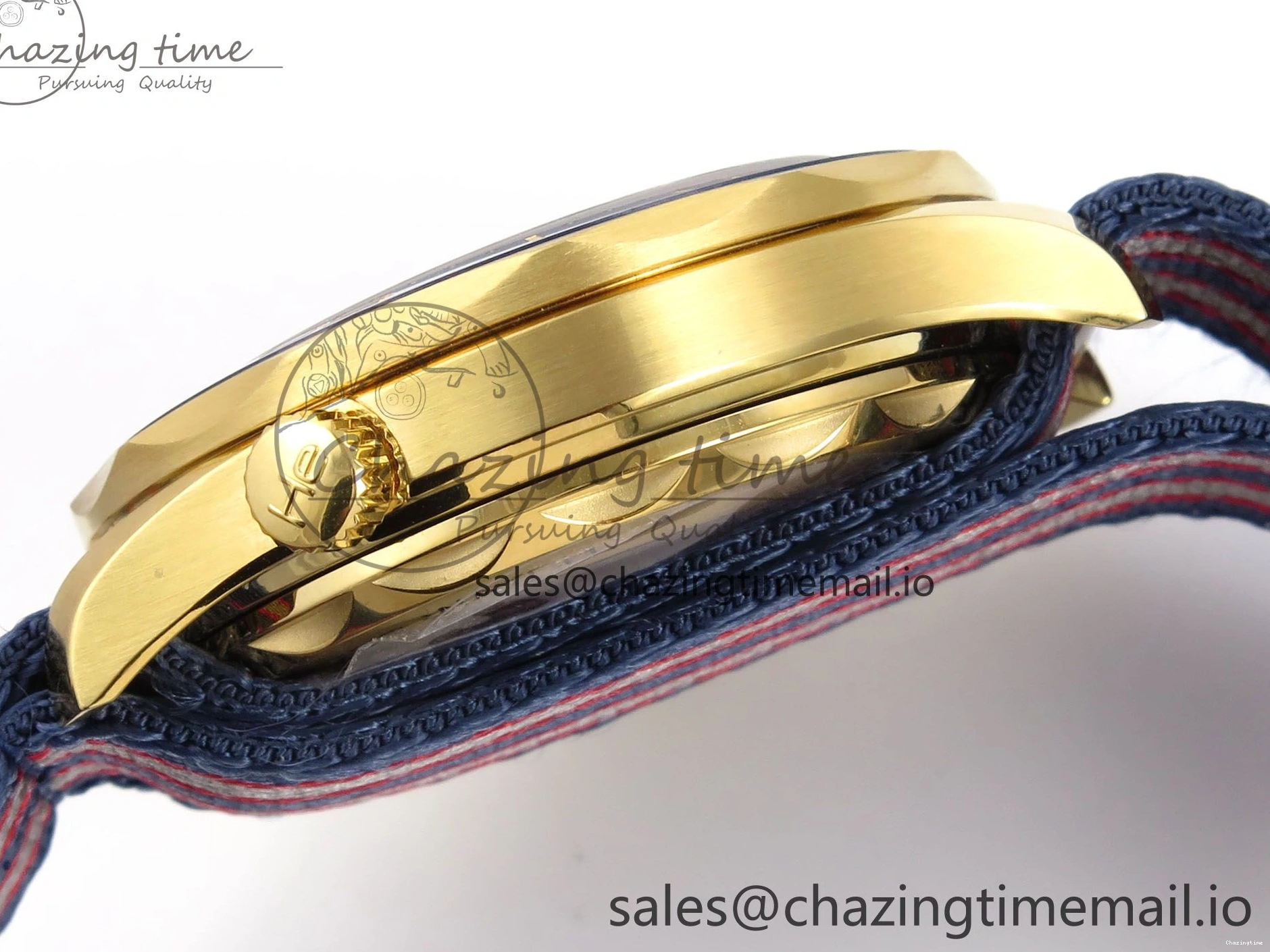 0408 Seamaster 300m Diver YG OMF 1:1 Best Edition Blue Orange Ceramic White Dial on Blue Nato Strap A Colorful 7704